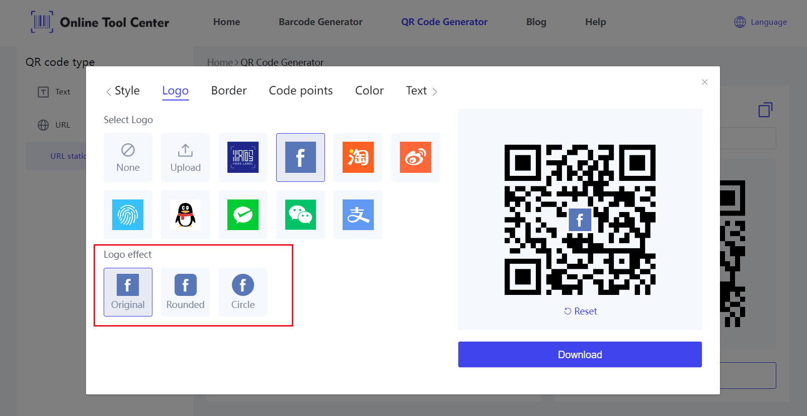 Gerador de código QR do Facebook com logos.png