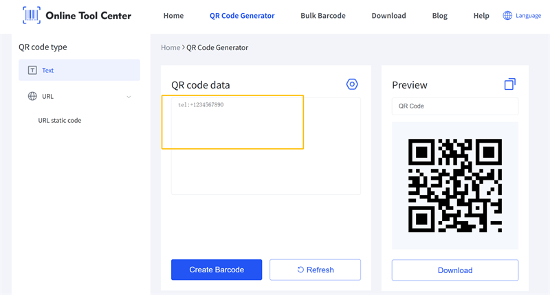 Criar c&oacute;digo QR para um n&uacute;mero de telefone