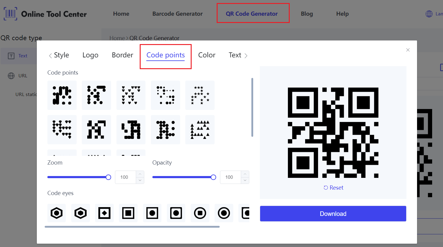 Crie códigos QR com Dots.png