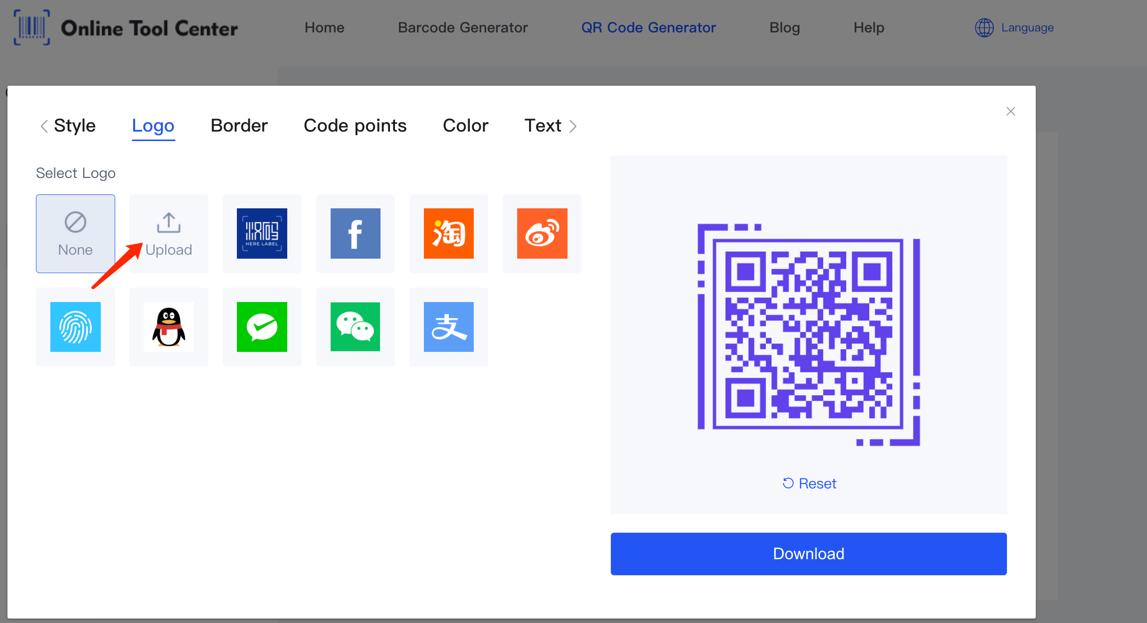 carregar logotipos no qr code generator.png