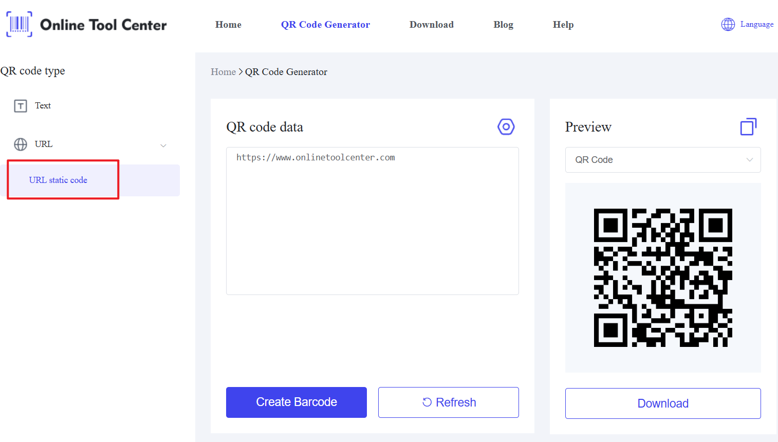 Gerador de código QR de URL