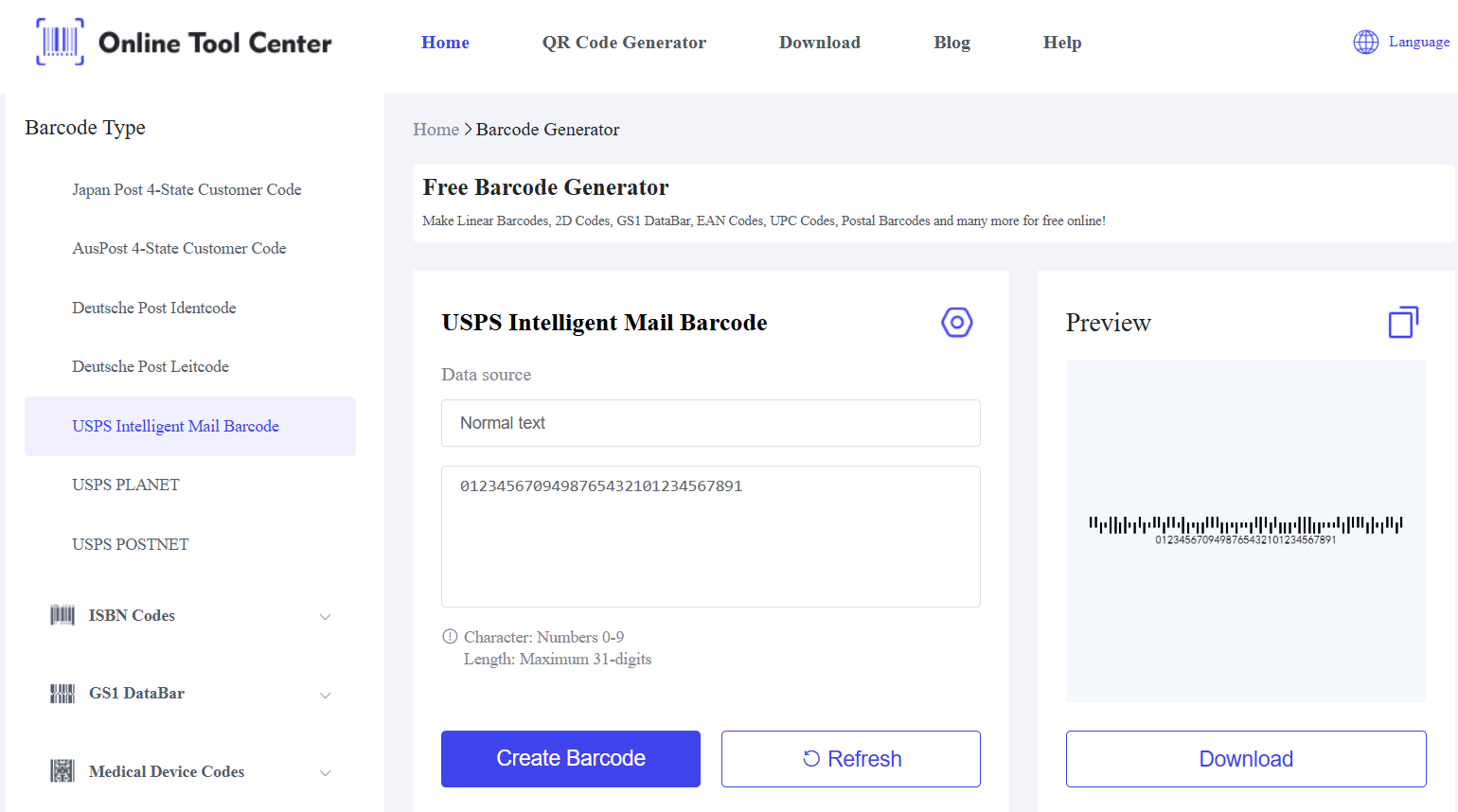 Código de barras de correio inteligente USPS