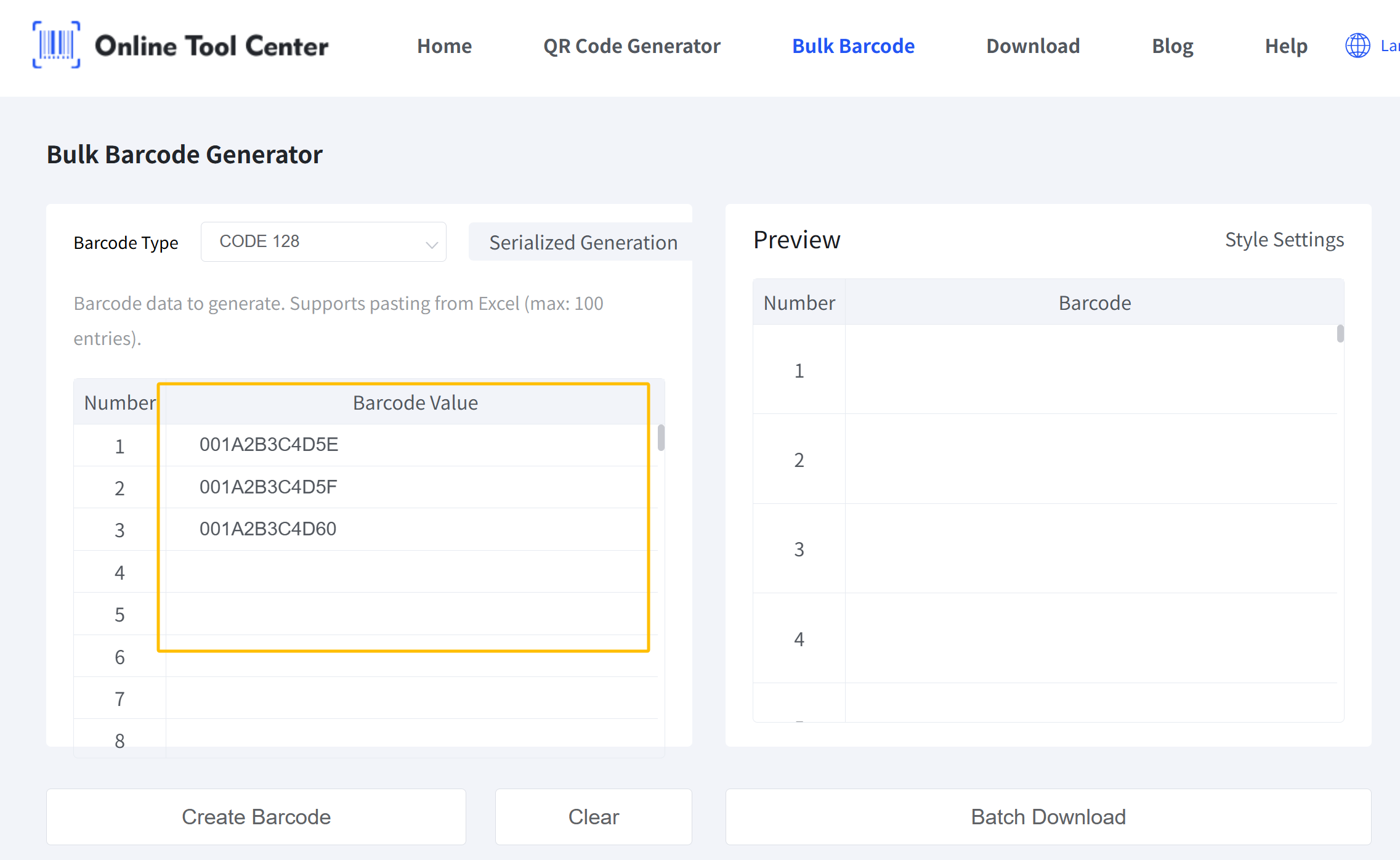 gerador de c&oacute;digos de barras em massa