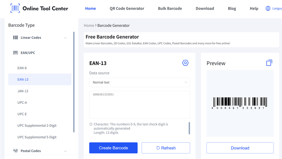 GTIN 13 barcode generatio Geração de códigos de barras GTIN 13