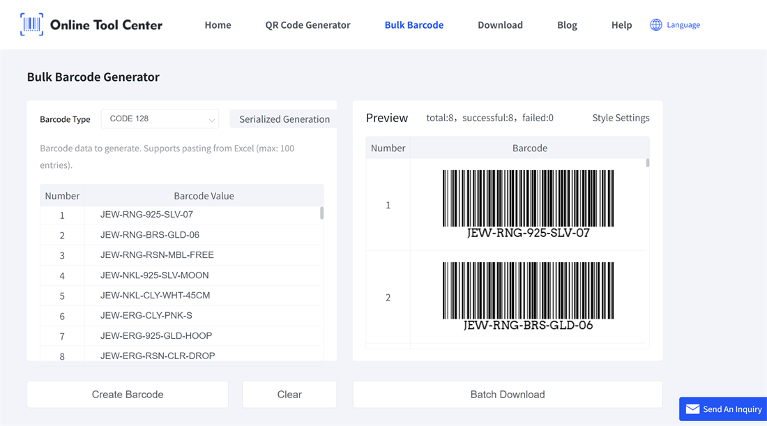 gera&ccedil;&atilde;o de c&oacute;digos de barras