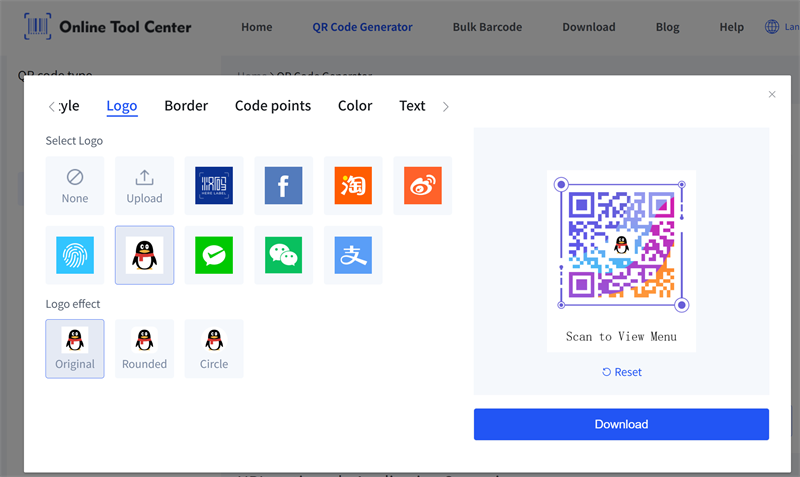 c&oacute;digo QR do menu
