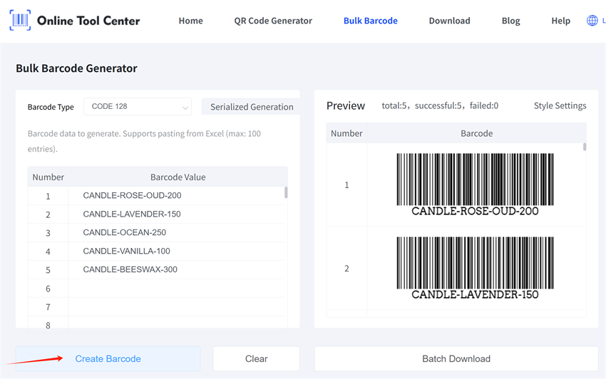 bulk generate soap product barcodes gerar em massa códigos de barras de produtos de sabão