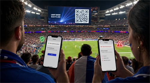 scan qr code at a world cup match digitalizar código QR em uma partida da Copa do Mundo