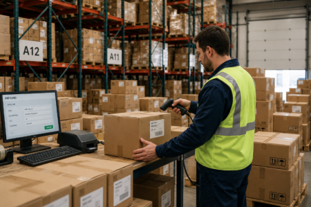 scanning barcodes in warehouse digitalização de códigos de barras no armazém