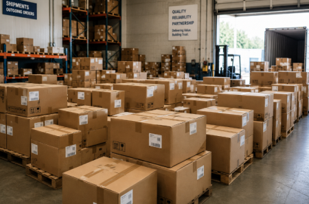 produtos embalados em caixas onduladas prontas para o envio