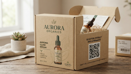 qr code on product packagi Código QR na embalagem do produto